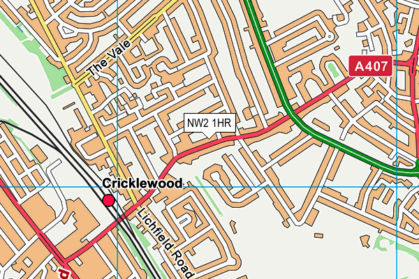 NW2 1HR map - OS VectorMap District (Ordnance Survey) NW2 1HR map - OS VectorMap District (Ordnance Survey)
