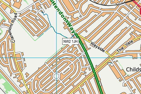 NW2 1JH map - OS VectorMap District (Ordnance Survey) NW2 1JH map - OS VectorMap District (Ordnance Survey)