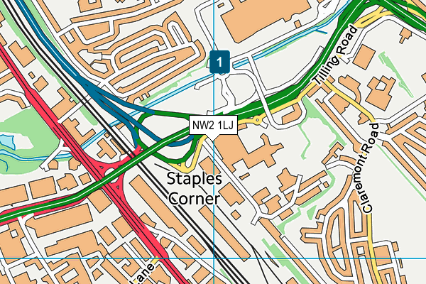 NW2 1LJ map - OS VectorMap District (Ordnance Survey) NW2 1LJ map - OS VectorMap District (Ordnance Survey)