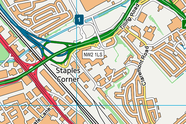 NW2 1LS map - OS VectorMap District (Ordnance Survey) NW2 1LS map - OS VectorMap District (Ordnance Survey)