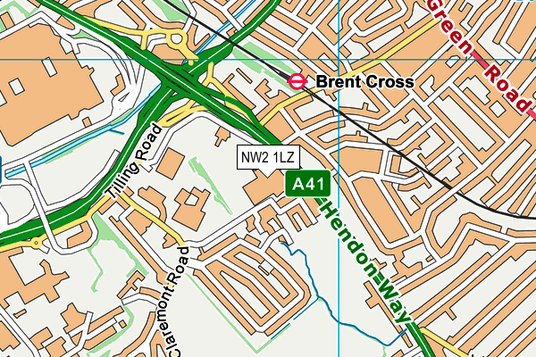 NW2 1LZ map - OS VectorMap District (Ordnance Survey)