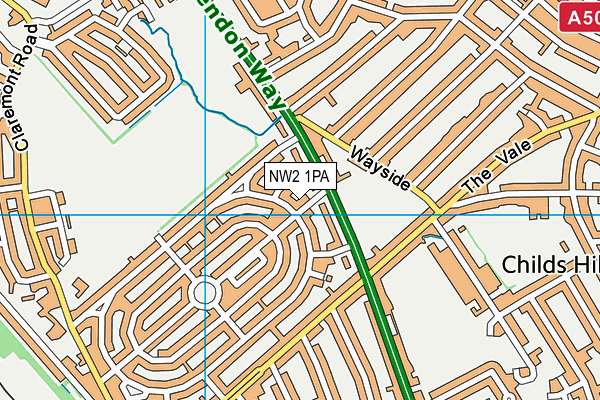 NW2 1PA map - OS VectorMap District (Ordnance Survey) NW2 1PA map - OS VectorMap District (Ordnance Survey)