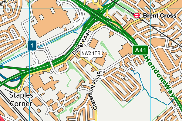 NW2 1TR map - OS VectorMap District (Ordnance Survey) NW2 1TR map - OS VectorMap District (Ordnance Survey)