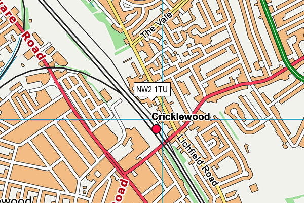 NW2 1TU map - OS VectorMap District (Ordnance Survey) NW2 1TU map - OS VectorMap District (Ordnance Survey)