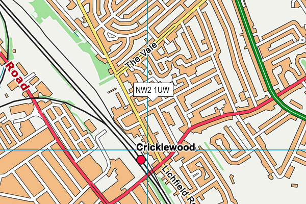 NW2 1UW map - OS VectorMap District (Ordnance Survey) NW2 1UW map - OS VectorMap District (Ordnance Survey)