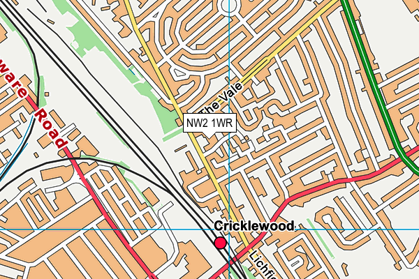 NW2 1WR map - OS VectorMap District (Ordnance Survey) NW2 1WR map - OS VectorMap District (Ordnance Survey)