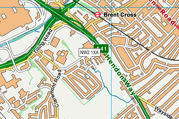 NW2 1XA map - OS VectorMap District (Ordnance Survey) NW2 1XA map - OS VectorMap District (Ordnance Survey)