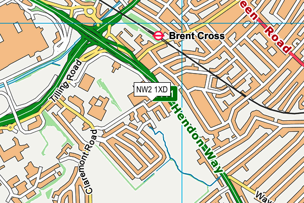NW2 1XD map - OS VectorMap District (Ordnance Survey) NW2 1XD map - OS VectorMap District (Ordnance Survey)