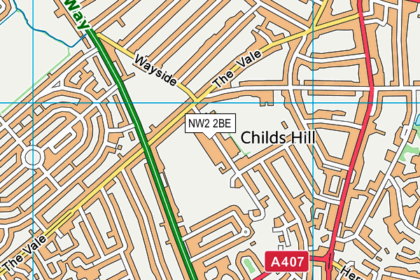 NW2 2BE map - OS VectorMap District (Ordnance Survey)