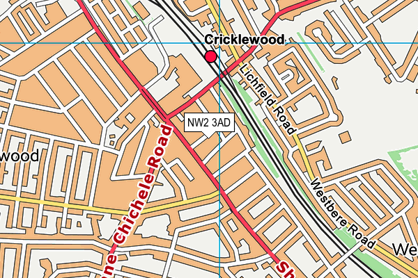 NW2 3AD map - OS VectorMap District (Ordnance Survey)