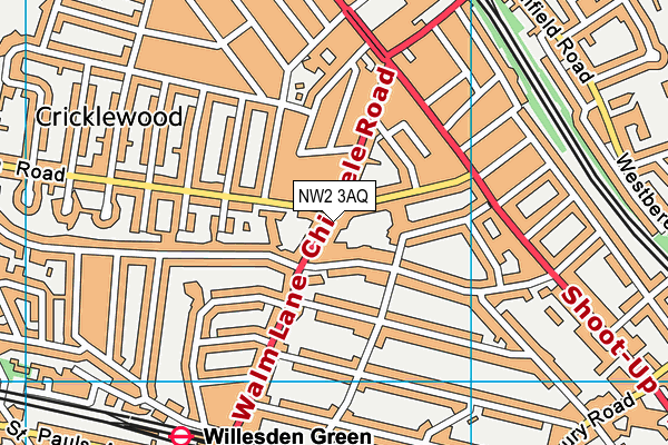 NW2 3AQ map - OS VectorMap District (Ordnance Survey) NW2 3AQ map - OS VectorMap District (Ordnance Survey)