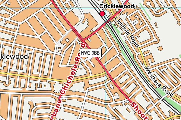 NW2 3BB map - OS VectorMap District (Ordnance Survey) NW2 3BB map - OS VectorMap District (Ordnance Survey)