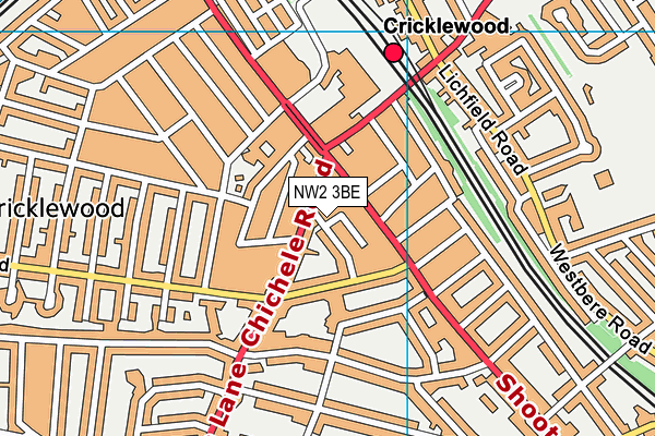 NW2 3BE map - OS VectorMap District (Ordnance Survey) NW2 3BE map - OS VectorMap District (Ordnance Survey)