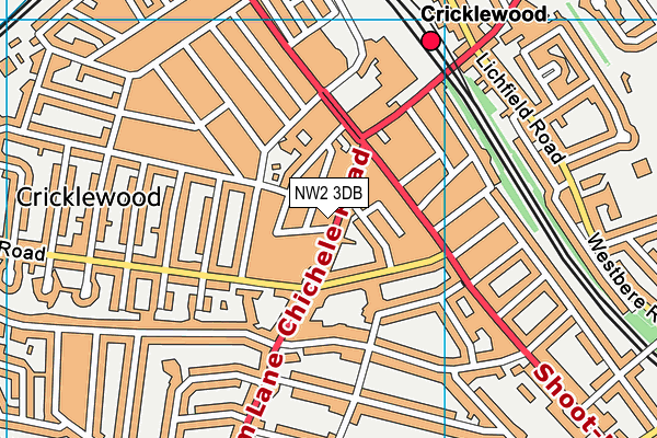 NW2 3DB map - OS VectorMap District (Ordnance Survey) NW2 3DB map - OS VectorMap District (Ordnance Survey)