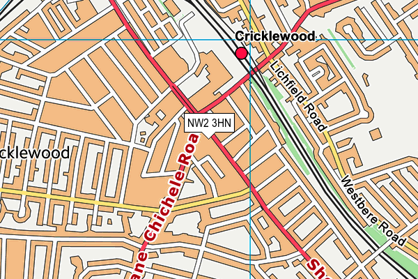 NW2 3HN map - OS VectorMap District (Ordnance Survey) NW2 3HN map - OS VectorMap District (Ordnance Survey)