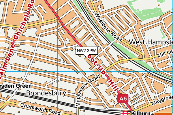 NW2 3PW map - OS VectorMap District (Ordnance Survey) NW2 3PW map - OS VectorMap District (Ordnance Survey)