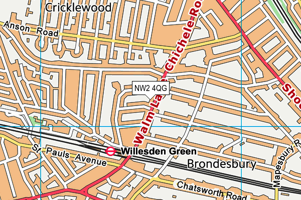 NW2 4QG map - OS VectorMap District (Ordnance Survey) NW2 4QG map - OS VectorMap District (Ordnance Survey)