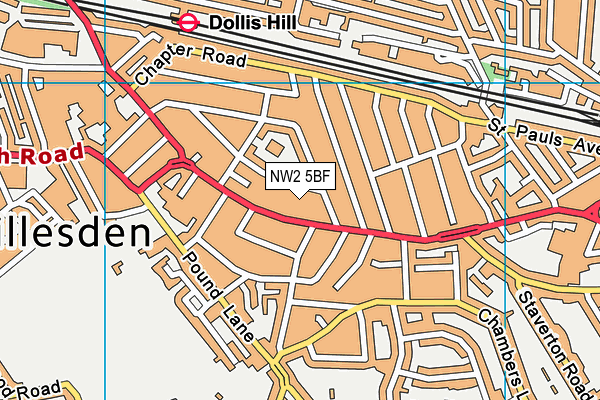 NW2 5BF map - OS VectorMap District (Ordnance Survey) NW2 5BF map - OS VectorMap District (Ordnance Survey)