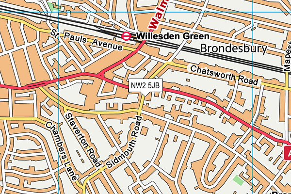 NW2 5JB map - OS VectorMap District (Ordnance Survey) NW2 5JB map - OS VectorMap District (Ordnance Survey)
