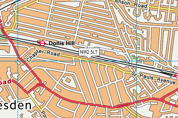 NW2 5LT map - OS VectorMap District (Ordnance Survey) NW2 5LT map - OS VectorMap District (Ordnance Survey)