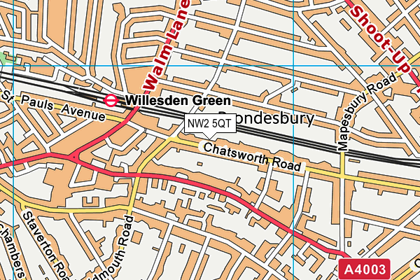 NW2 5QT map - OS VectorMap District (Ordnance Survey)