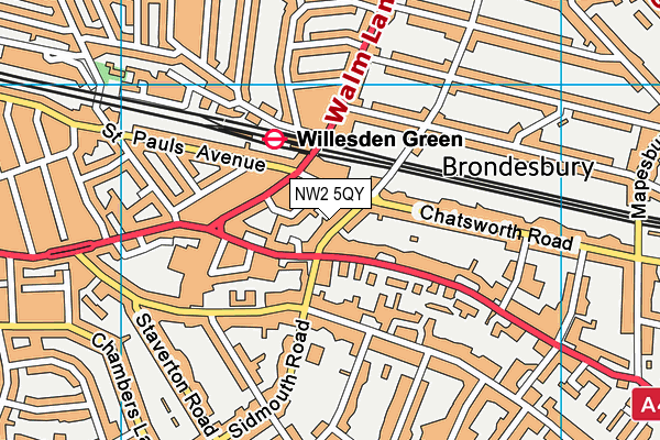 NW2 5QY map - OS VectorMap District (Ordnance Survey)