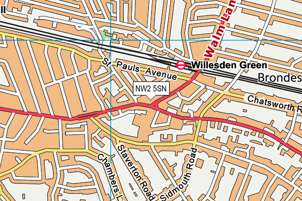 NW2 5SN map - OS VectorMap District (Ordnance Survey) NW2 5SN map - OS VectorMap District (Ordnance Survey)