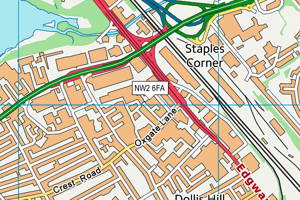 NW2 6FA map - OS VectorMap District (Ordnance Survey) NW2 6FA map - OS VectorMap District (Ordnance Survey)
