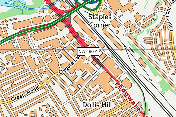 NW2 6GY map - OS VectorMap District (Ordnance Survey)
