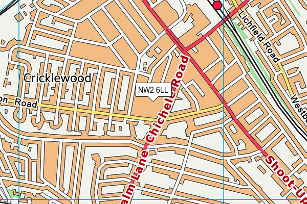 NW2 6LL map - OS VectorMap District (Ordnance Survey) NW2 6LL map - OS VectorMap District (Ordnance Survey)