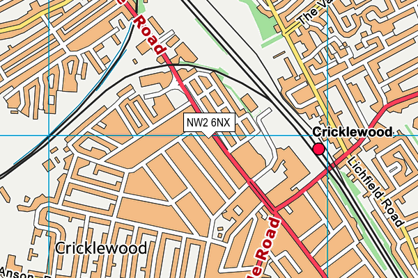 NW2 6NX map - OS VectorMap District (Ordnance Survey) NW2 6NX map - OS VectorMap District (Ordnance Survey)