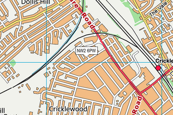 NW2 6PW map - OS VectorMap District (Ordnance Survey) NW2 6PW map - OS VectorMap District (Ordnance Survey)