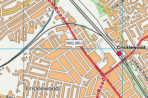 NW2 6RU map - OS VectorMap District (Ordnance Survey) NW2 6RU map - OS VectorMap District (Ordnance Survey)