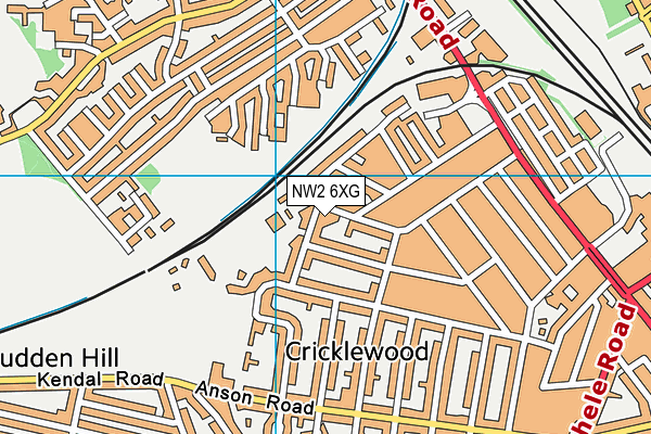 NW2 6XG map - OS VectorMap District (Ordnance Survey) NW2 6XG map - OS VectorMap District (Ordnance Survey)