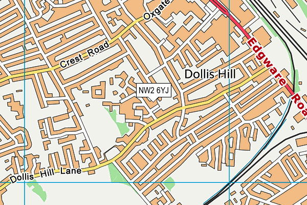 NW2 6YJ map - OS VectorMap District (Ordnance Survey) NW2 6YJ map - OS VectorMap District (Ordnance Survey)