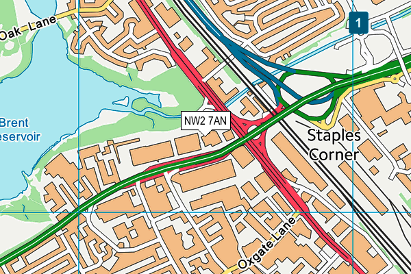 NW2 7AN map - OS VectorMap District (Ordnance Survey) NW2 7AN map - OS VectorMap District (Ordnance Survey)