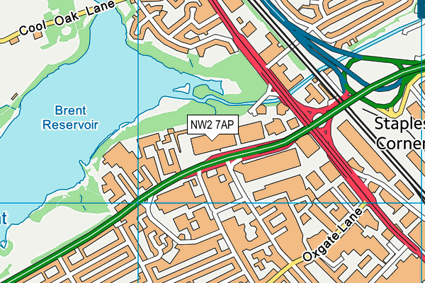 NW2 7AP map - OS VectorMap District (Ordnance Survey) NW2 7AP map - OS VectorMap District (Ordnance Survey)