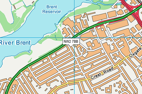 NW2 7BB map - OS VectorMap District (Ordnance Survey) NW2 7BB map - OS VectorMap District (Ordnance Survey)