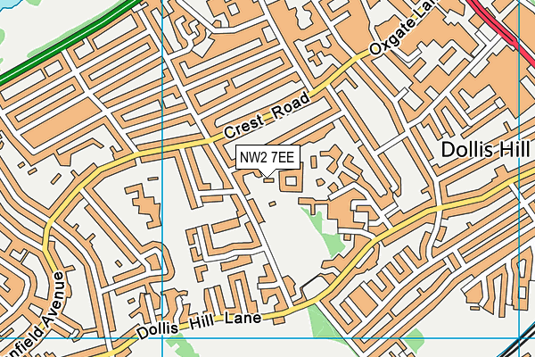 NW2 7EE map - OS VectorMap District (Ordnance Survey) NW2 7EE map - OS VectorMap District (Ordnance Survey)