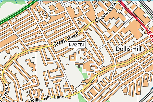 NW2 7EJ map - OS VectorMap District (Ordnance Survey) NW2 7EJ map - OS VectorMap District (Ordnance Survey)