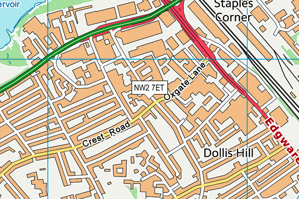 NW2 7ET map - OS VectorMap District (Ordnance Survey) NW2 7ET map - OS VectorMap District (Ordnance Survey)