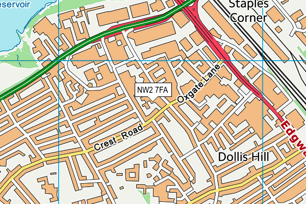 NW2 7FA map - OS VectorMap District (Ordnance Survey) NW2 7FA map - OS VectorMap District (Ordnance Survey)
