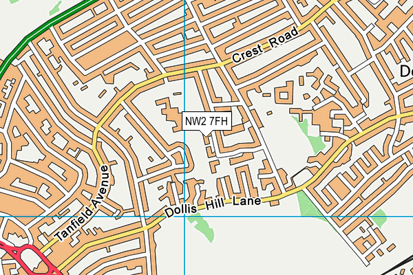 NW2 7FH map - OS VectorMap District (Ordnance Survey) NW2 7FH map - OS VectorMap District (Ordnance Survey)