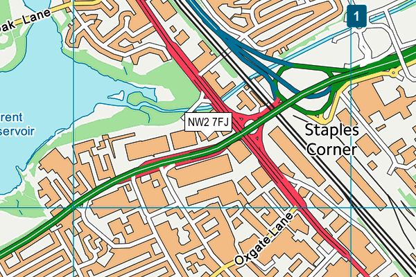 NW2 7FJ map - OS VectorMap District (Ordnance Survey) NW2 7FJ map - OS VectorMap District (Ordnance Survey)