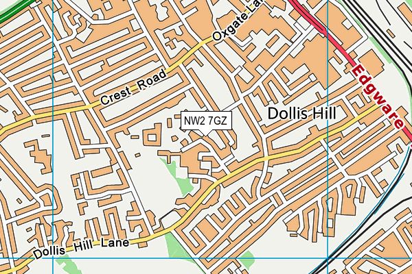 NW2 7GZ map - OS VectorMap District (Ordnance Survey) NW2 7GZ map - OS VectorMap District (Ordnance Survey)