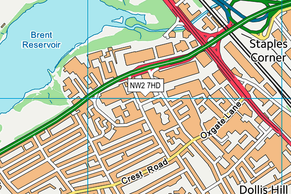 NW2 7HD map - OS VectorMap District (Ordnance Survey) NW2 7HD map - OS VectorMap District (Ordnance Survey)