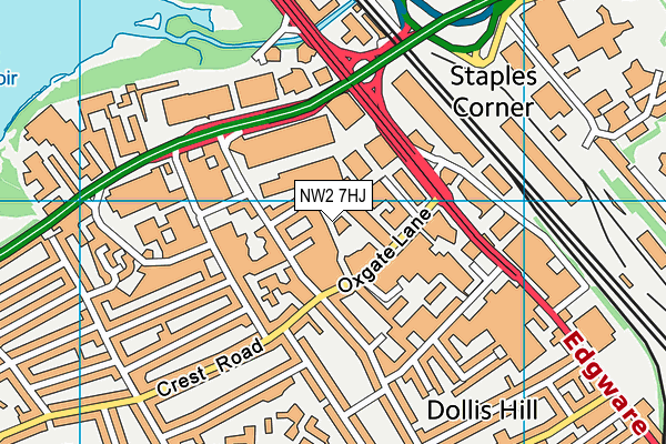 NW2 7HJ map - OS VectorMap District (Ordnance Survey) NW2 7HJ map - OS VectorMap District (Ordnance Survey)