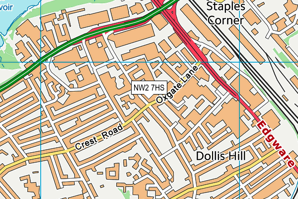 NW2 7HS map - OS VectorMap District (Ordnance Survey) NW2 7HS map - OS VectorMap District (Ordnance Survey)