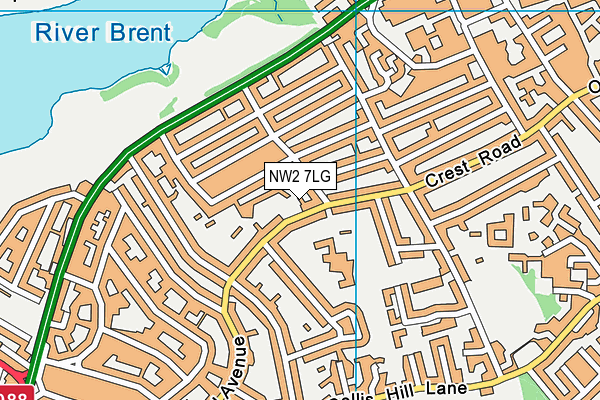 NW2 7LG map - OS VectorMap District (Ordnance Survey) NW2 7LG map - OS VectorMap District (Ordnance Survey)