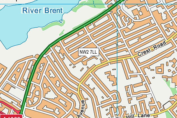 NW2 7LL map - OS VectorMap District (Ordnance Survey) NW2 7LL map - OS VectorMap District (Ordnance Survey)